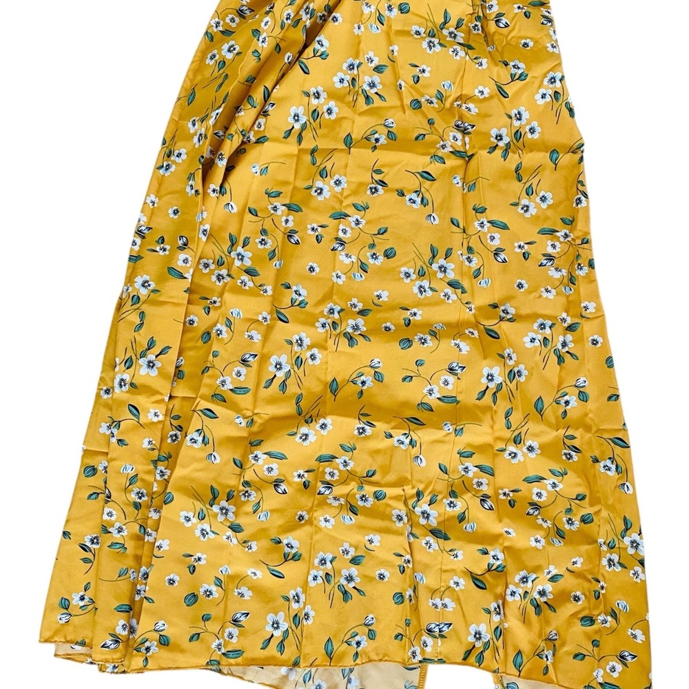 Woman’s Floral Yellow Maxi Skirt White Flowers - Picture 5 of 10
